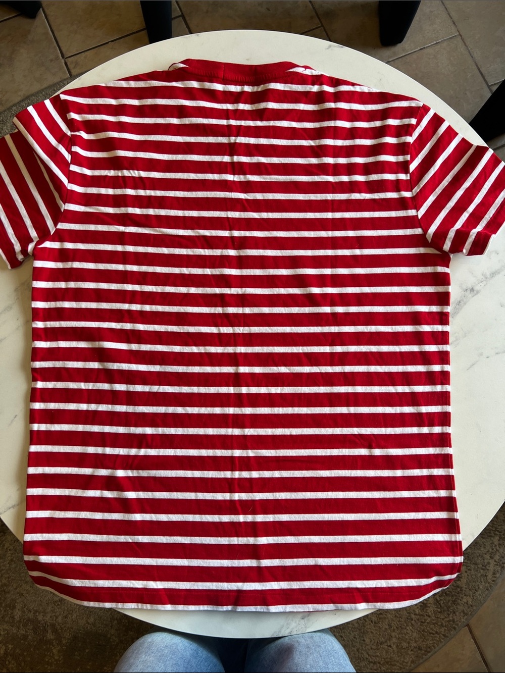 Polo by Ralph Lauren Red & White Striped Short Sleeve Crew Tee (Unisex) - Picture 5 of 9